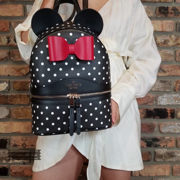AUTHENTIC Disney X Kate Spade Small Refined Grain Leather Minnie Mouse BACKPACK - Picture 6 of 8